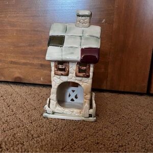 Vintage ceramic candle holder hand painted cottage house